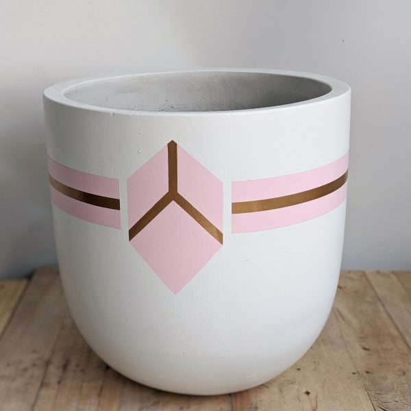 Chậu Xi Măng Fiber Họa Tiết Hồng Trồng Đế Vương Đỏ