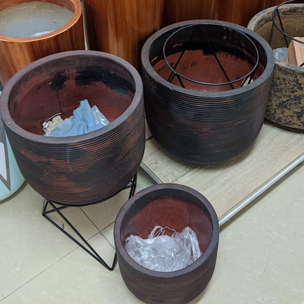 Chậu Xi Măng Fiber Trụ Vát Đáy Wat Đỏ