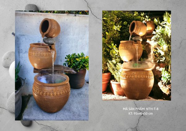Thác nước phong thủy chum gốm cổ điển cao 95cm – iGar Decor