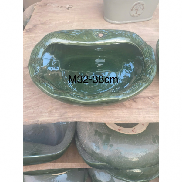 Bát sen thác nước gốm men xanh kích thước 32x38cm thả hoa nổi