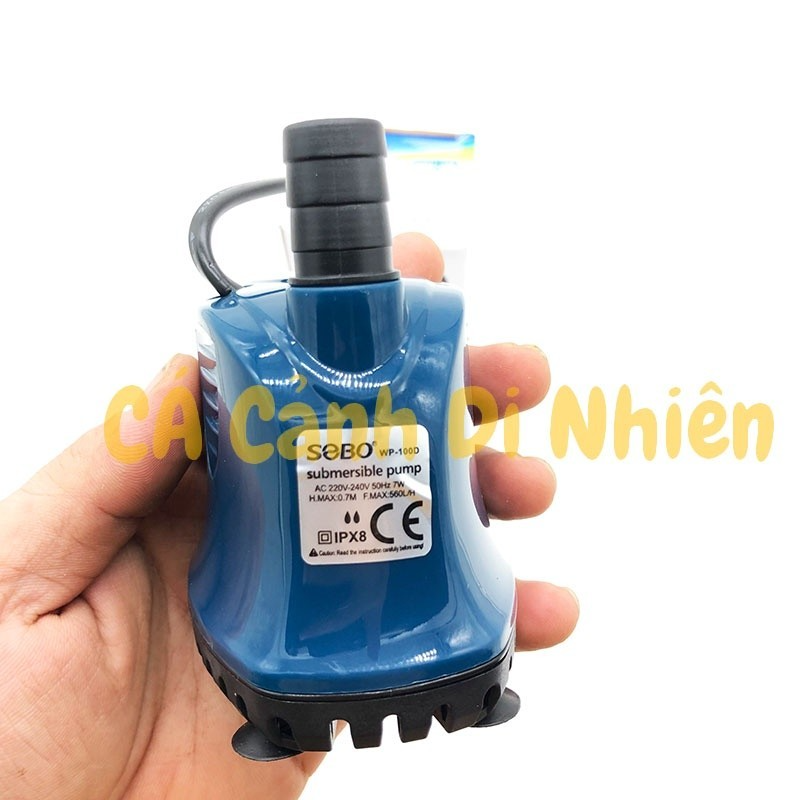Máy bơm chìm SOBO WP-100D cầm tay - tem thông số AC 220-240V 7W IPX8