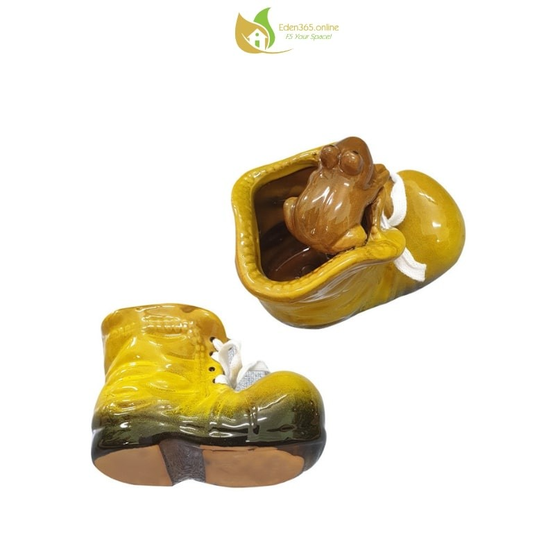 Kích thước chậu gốm hình giày vàng nhí nhảnh 7x12.5x10.5cm