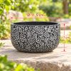 Chậu trồng cây tròn lùn hoa nổi màu đen kích thước 11,5 x 7 cm